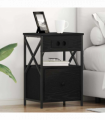 vidaXL Bedside Cabinet Black oak 40 x 31 x 60 cm Engineered wood