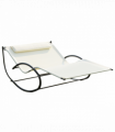Outsunny Texteline Double Lounger W/Pillow-Beige