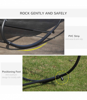 Outsunny Texteline Double Lounger W/Pillow-Beige