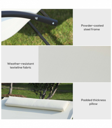 Outsunny Texteline Double Lounger W/Pillow-Beige