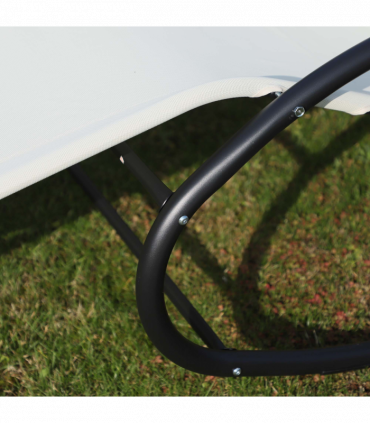 Outsunny Texteline Double Lounger W/Pillow-Beige