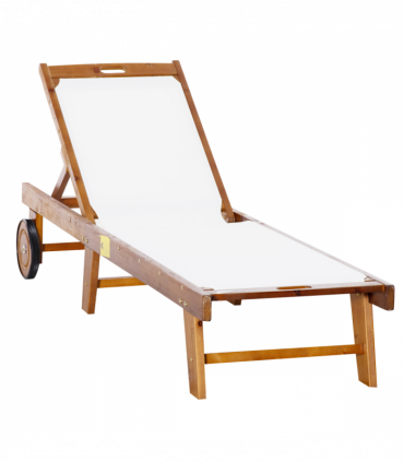 Outsunny Texteline Sun Lounger, 98L cm, Acacia Wood