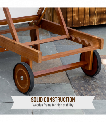 Outsunny Texteline Sun Lounger, 98L cm, Acacia Wood