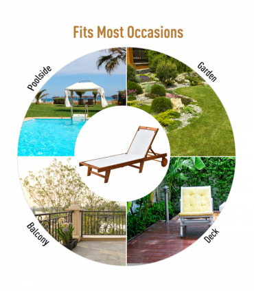 Outsunny Texteline Sun Lounger, 98L cm, Acacia Wood