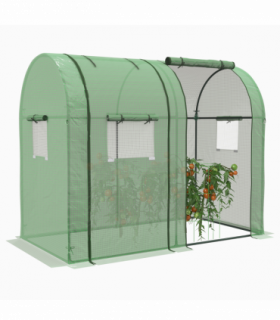 Outsunny Tomato Greenhouse with 2 Roll-up Doors and 4 Mesh Windows, Green