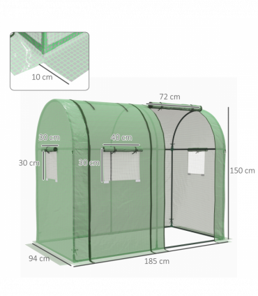 Outsunny Tomato Greenhouse with 2 Roll-up Doors and 4 Mesh Windows, Green