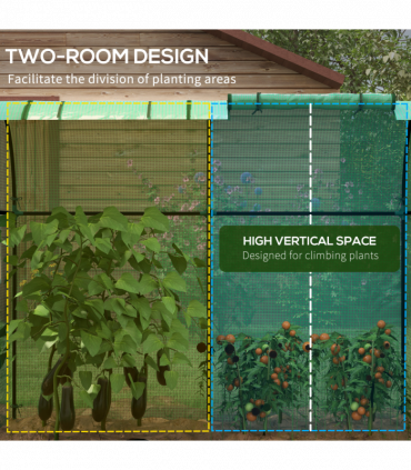 Outsunny Tomato Greenhouse with 2 Roll-up Doors and 4 Mesh Windows, Green