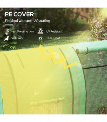 Outsunny Tomato Greenhouse with 2 Roll-up Doors and 4 Mesh Windows, Green