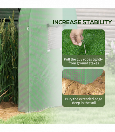 Outsunny Tomato Greenhouse with 2 Roll-up Doors and 4 Mesh Windows, Green