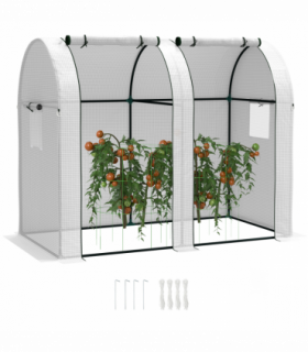 Outsunny Tomato Greenhouse with 2 Roll-up Doors, 185 x 94 x 150cm, White