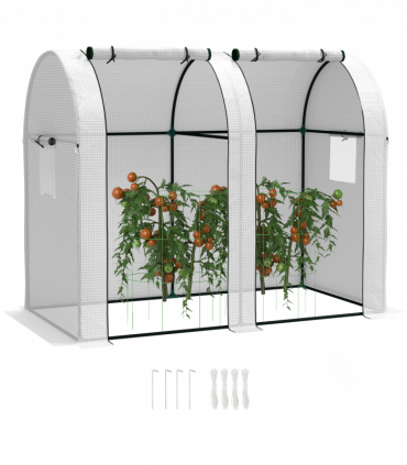 Outsunny Tomato Greenhouse with 2 Roll-up Doors, 185 x 94 x 150cm, White