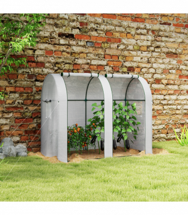 Outsunny Tomato Greenhouse with 2 Roll-up Doors, 185 x 94 x 150cm, White