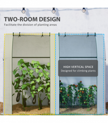 Outsunny Tomato Greenhouse with 2 Roll-up Doors, 185 x 94 x 150cm, White