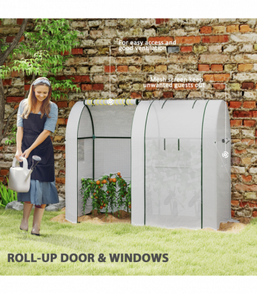Outsunny Tomato Greenhouse with 2 Roll-up Doors, 185 x 94 x 150cm, White