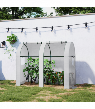 Outsunny Tomato Greenhouse with 2 Roll-up Doors, 185 x 94 x 150cm, White