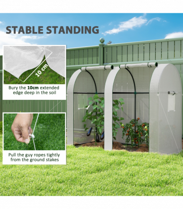 Outsunny Tomato Greenhouse with 2 Roll-up Doors, 185 x 94 x 150cm, White