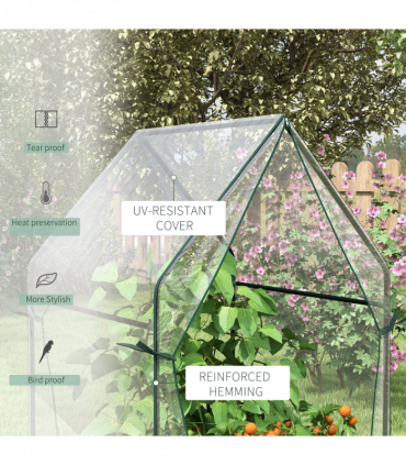 Outsunny Tomato Greenhouse with 2 Zipped Doors, Outdoor Green House, Clear