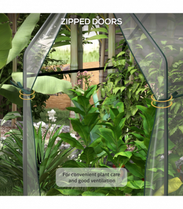 Outsunny Tomato Greenhouse with 2 Zipped Doors, Outdoor Green House, Clear