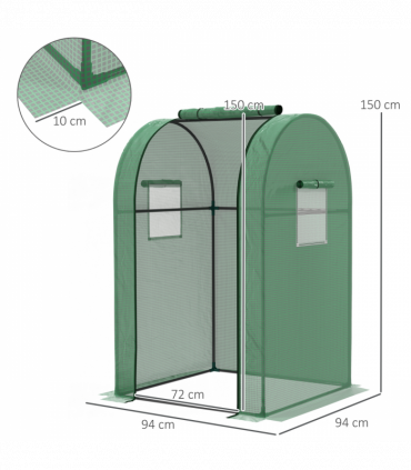 Outsunny Tomato Greenhouse with Roll-up Door, 94 x 94 x 150cm, Green