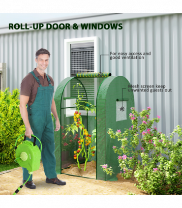 Outsunny Tomato Greenhouse with Roll-up Door, 94 x 94 x 150cm, Green