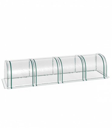 Outsunny Tunnel Greenhouse Steel Frame with Zipper Doors, Clear