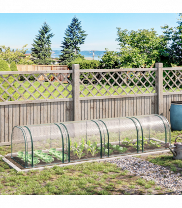 Outsunny Tunnel Greenhouse Steel Frame with Zipper Doors, Clear