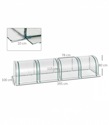 Outsunny Tunnel Greenhouse Steel Frame with Zipper Doors, Clear
