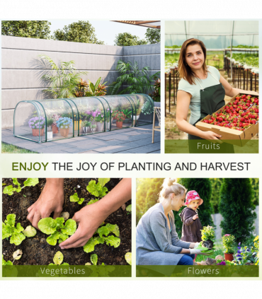 Outsunny Tunnel Greenhouse Steel Frame with Zipper Doors, Clear