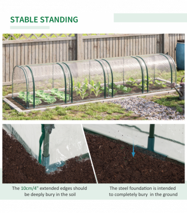 Outsunny Tunnel Greenhouse Steel Frame with Zipper Doors, Clear