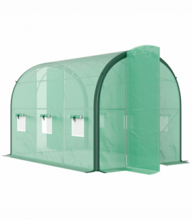 Outsunny Tunnel Greenhouse Upgraded Structure, Hinged Doors, 3 x 2(m), Green