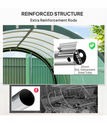 Outsunny Tunnel Greenhouse Upgraded Structure, Hinged Doors, 3 x 2(m), Green