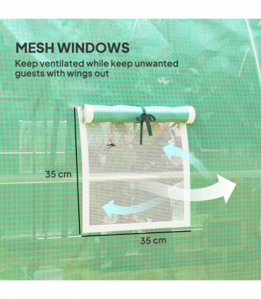Outsunny Tunnel Greenhouse Upgraded Structure, Hinged Doors, 3 x 2(m), Green