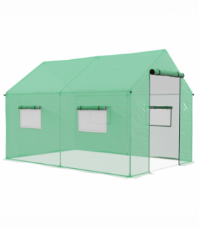 Outsunny Tunnel Greenhouse W/ UV-resistant PE Cover, Wide Door, 2 x 3(m), Green