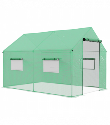 Outsunny Tunnel Greenhouse W/ UV-resistant PE Cover, Wide Door, 2 x 3(m), Green