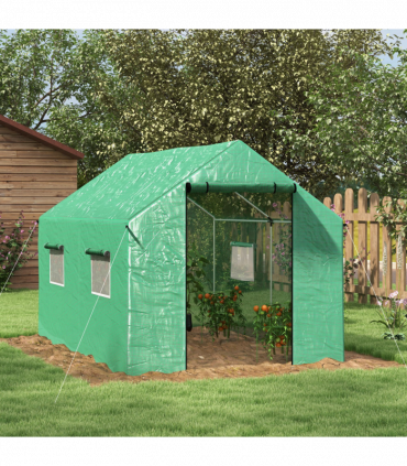 Outsunny Tunnel Greenhouse W/ UV-resistant PE Cover, Wide Door, 2 x 3(m), Green