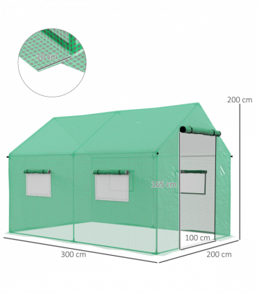 Outsunny Tunnel Greenhouse W/ UV-resistant PE Cover, Wide Door, 2 x 3(m), Green