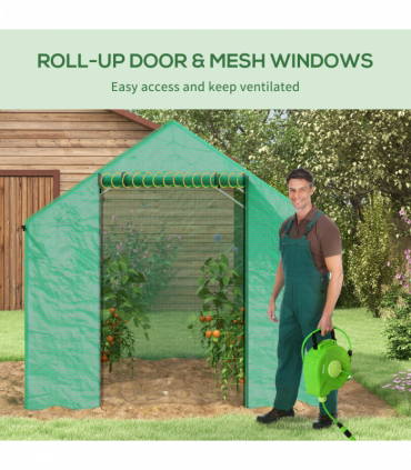 Outsunny Tunnel Greenhouse W/ UV-resistant PE Cover, Wide Door, 2 x 3(m), Green