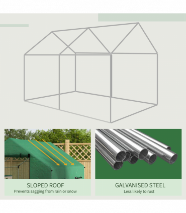 Outsunny Tunnel Greenhouse W/ UV-resistant PE Cover, Wide Door, 2 x 3(m), Green