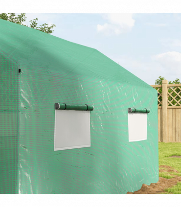 Outsunny Tunnel Greenhouse W/ UV-resistant PE Cover, Wide Door, 2 x 3(m), Green