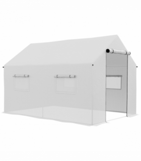Outsunny Tunnel Greenhouse W/ UV-resistant PE Cover, Wide Door, 2 x 3(m), White