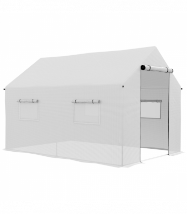 Outsunny Tunnel Greenhouse W/ UV-resistant PE Cover, Wide Door, 2 x 3(m), White