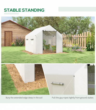 Outsunny Tunnel Greenhouse W/ UV-resistant PE Cover, Wide Door, 2 x 3(m), White