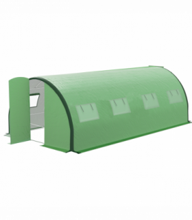 Outsunny Tunnel Greenhouse, Upgraded Structure, Hinged Doors, 6 x 3(m), Green