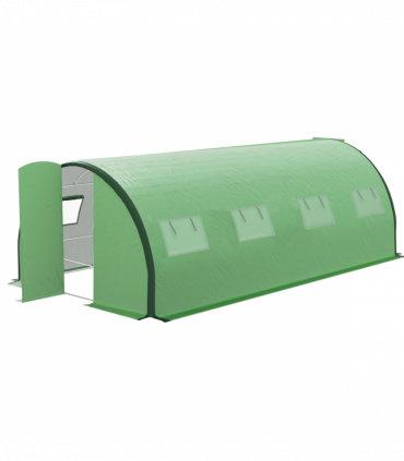 Outsunny Tunnel Greenhouse, Upgraded Structure, Hinged Doors, 6 x 3(m), Green