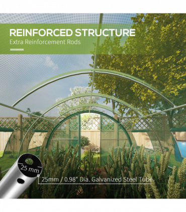 Outsunny Tunnel Greenhouse, Upgraded Structure, Hinged Doors, 6 x 3(m), Green