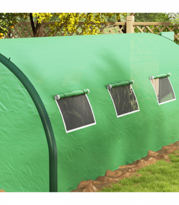 Outsunny Tunnel Greenhouse, Upgraded Structure, Hinged Doors, 6 x 3(m), Green