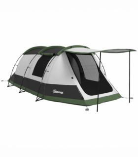 Outsunny Tunnel Tent with Bedroom, Living Room and Porch for 3-4 Man, Green