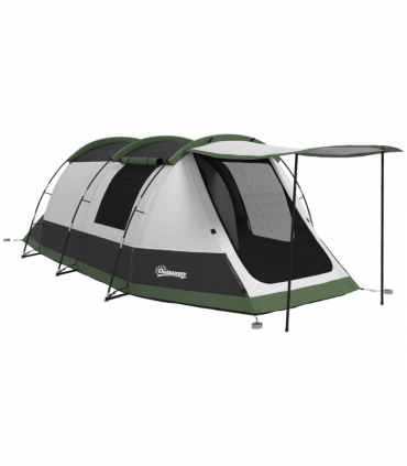 Outsunny Tunnel Tent with Bedroom, Living Room and Porch for 3-4 Man, Green