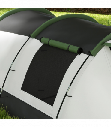 Outsunny Tunnel Tent with Bedroom, Living Room and Porch for 3-4 Man, Green