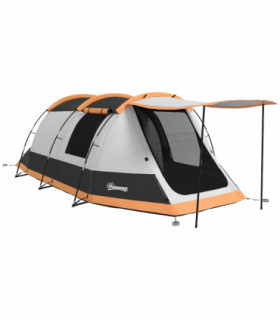 Outsunny Tunnel Tent with Bedroom, Living Room and Porch for 3-4 Man, Orange